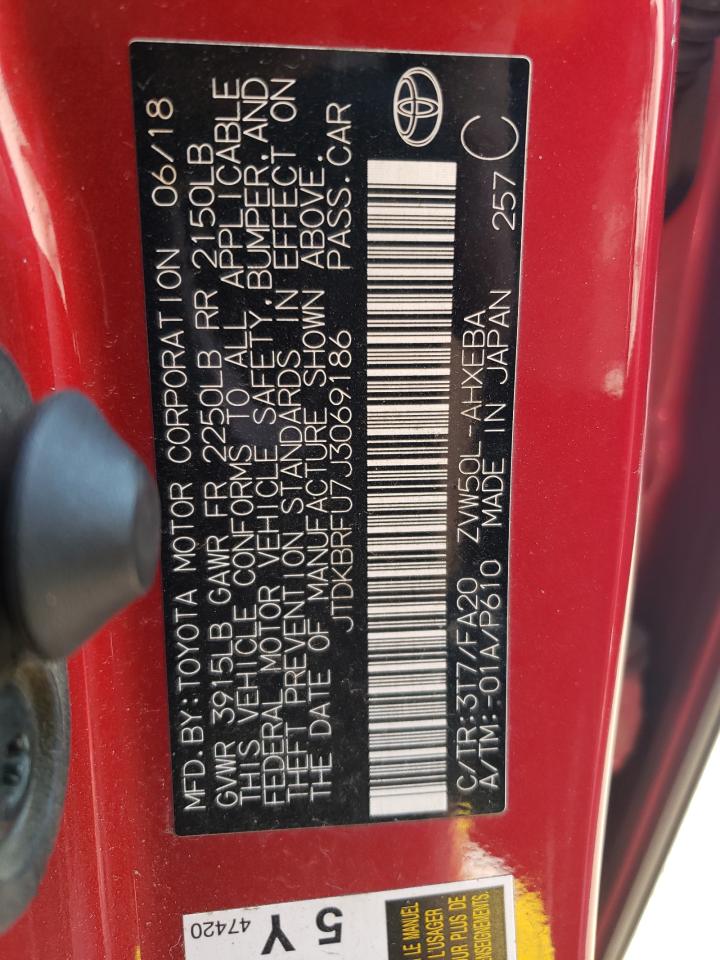 2018 Toyota Prius VIN: JTDKBRFU7J3069186 Lot: 80735355