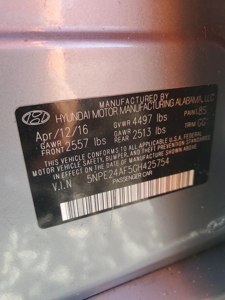2016 Hyundai Sonata Se VIN: 5NPE24AF5GH425754 Lot: 84189025