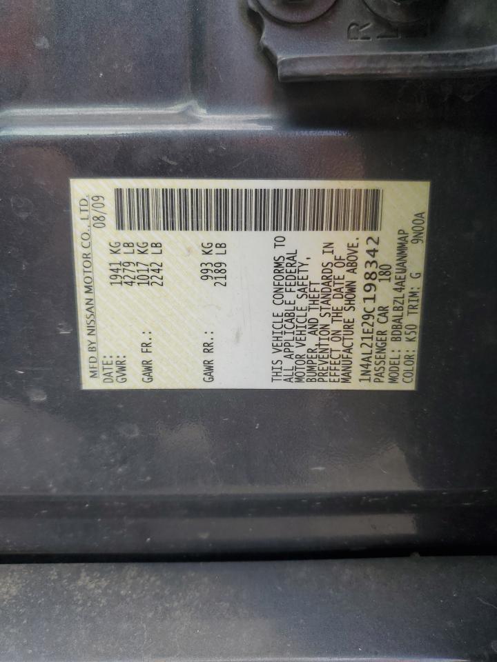 2009 Nissan Altima 2.5 VIN: 1N4AL21E29C198342 Lot: 83926355