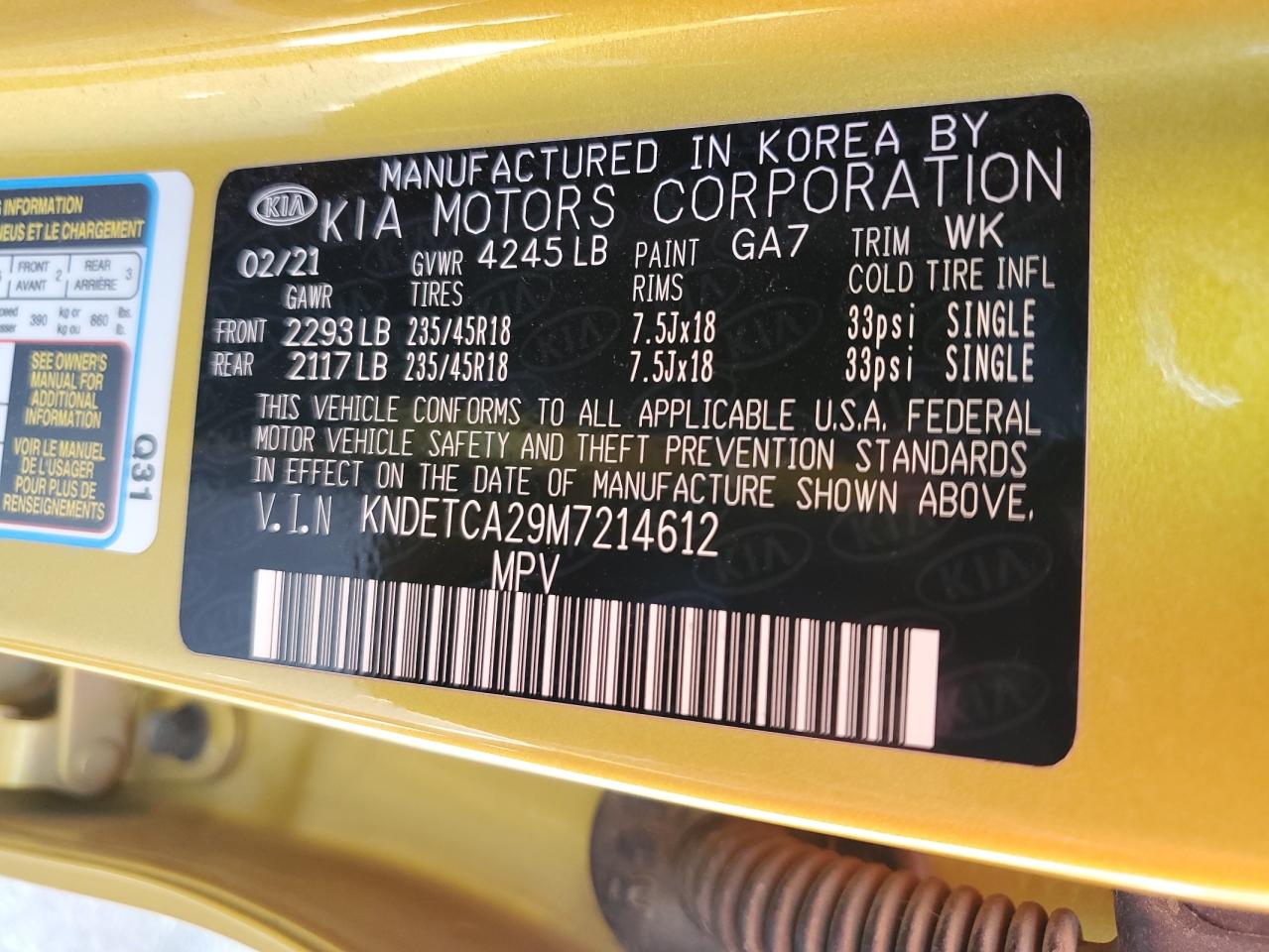 2021 Kia Seltos Sx VIN: KNDETCA29M7214612 Lot: 71014975