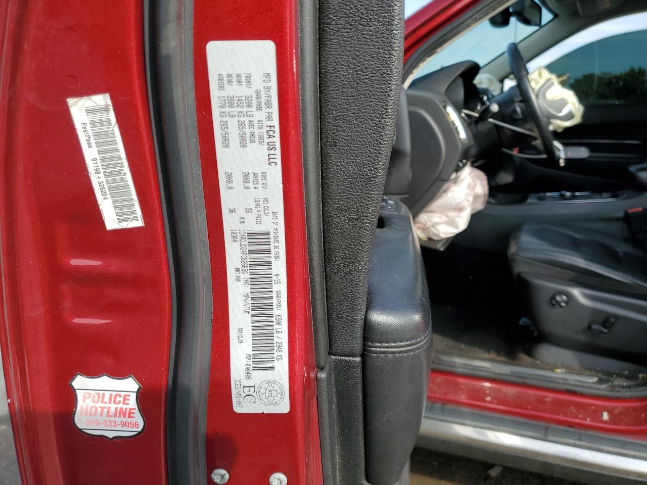 2015 Dodge Durango Limited VIN: 1C4RDJDG4FC826656 Lot: 81689175