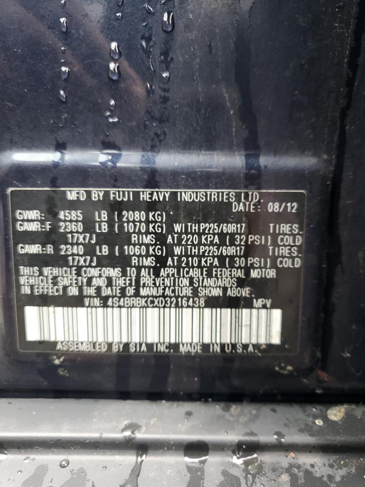 2013 Subaru Outback 2.5I Limited VIN: 4S4BRBKCXD3216438 Lot: 82088835