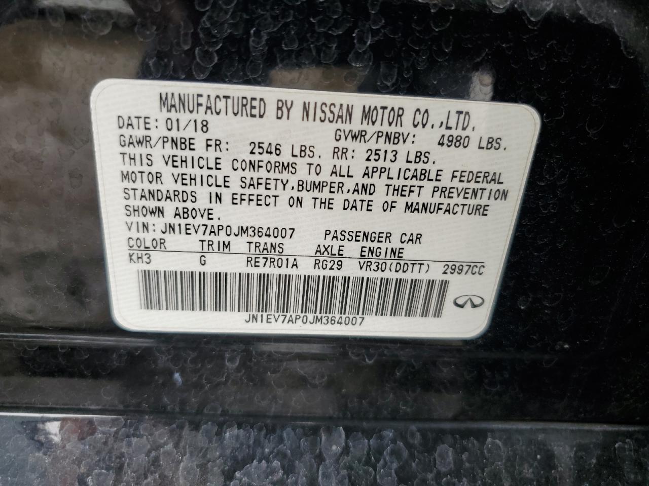 2018 Infiniti Q50 Luxe VIN: JN1EV7AP0JM364007 Lot: 84191235
