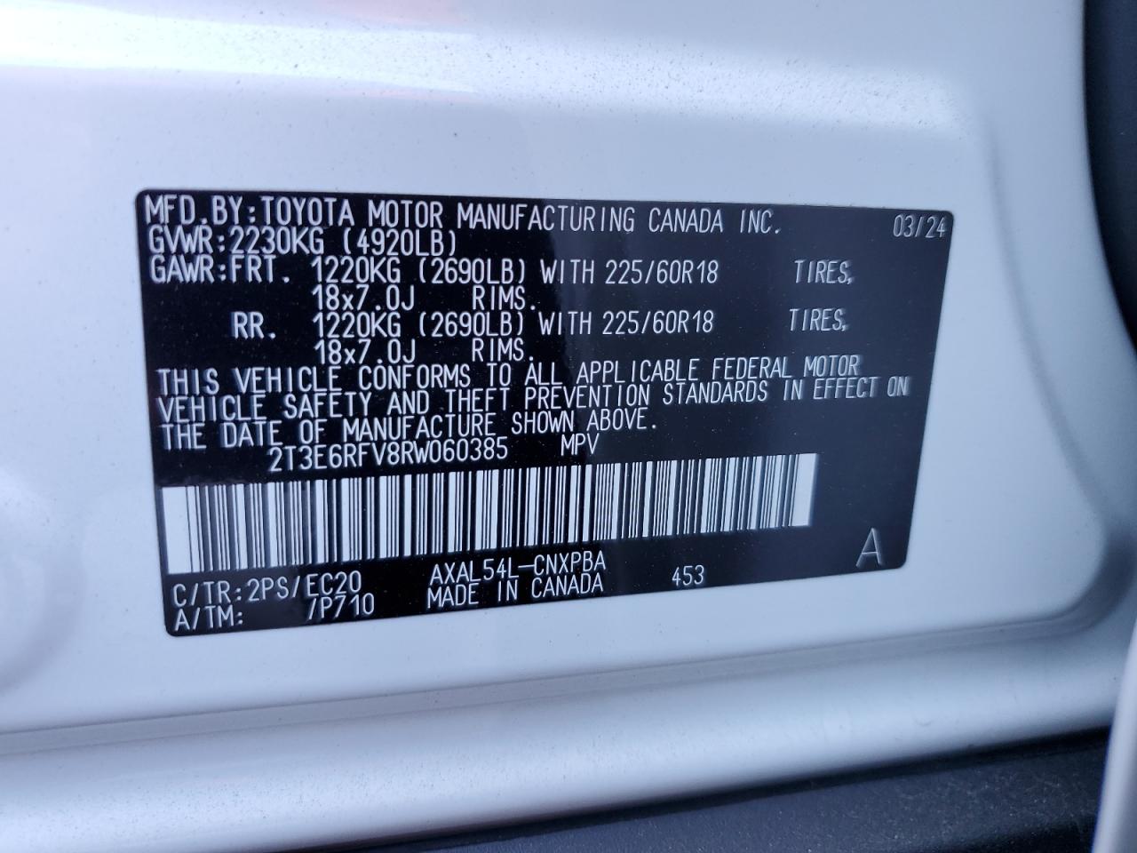 2024 Toyota Rav4 Xse VIN: 2T3E6RFV8RW060385 Lot: 71637875