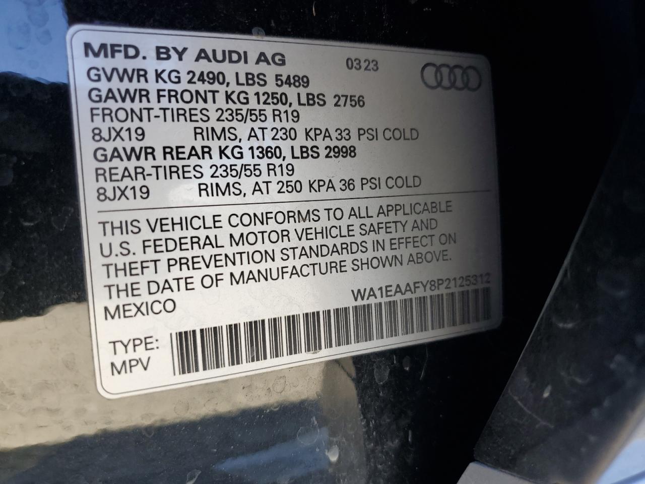 2023 Audi Q5 Premium Plus 45 VIN: WA1EAAFY8P2125312 Lot: 72095045