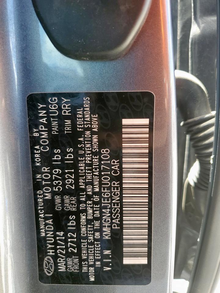 2015 Hyundai Genesis 3.8L VIN: KMHGN4JE6FU017108 Lot: 80389595