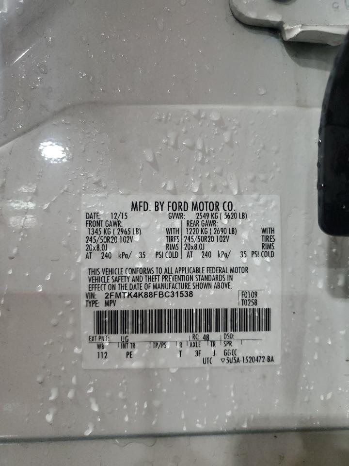 2015 Ford Edge Titanium VIN: 2FMTK4K88FBC31538 Lot: 83851895