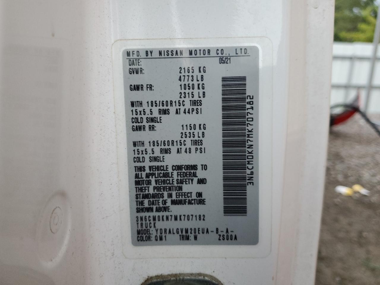 2021 Nissan Nv200 2.5S VIN: 3N6CM0KN7MK707182 Lot: 81395395