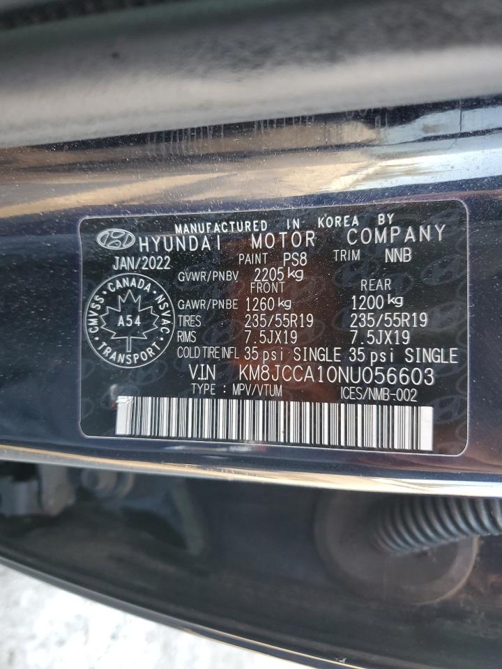 2022 Hyundai Tucson Luxury VIN: KM8JCCA10NU056603 Lot: 83811325