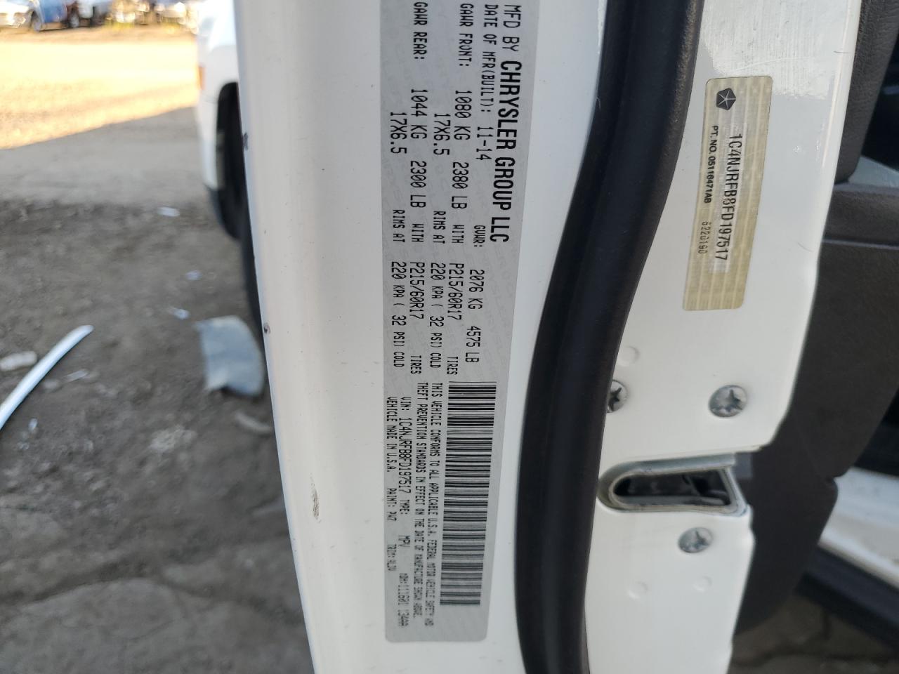 2015 Jeep Patriot Latitude VIN: 1C4NJRFB8FD197517 Lot: 84600915