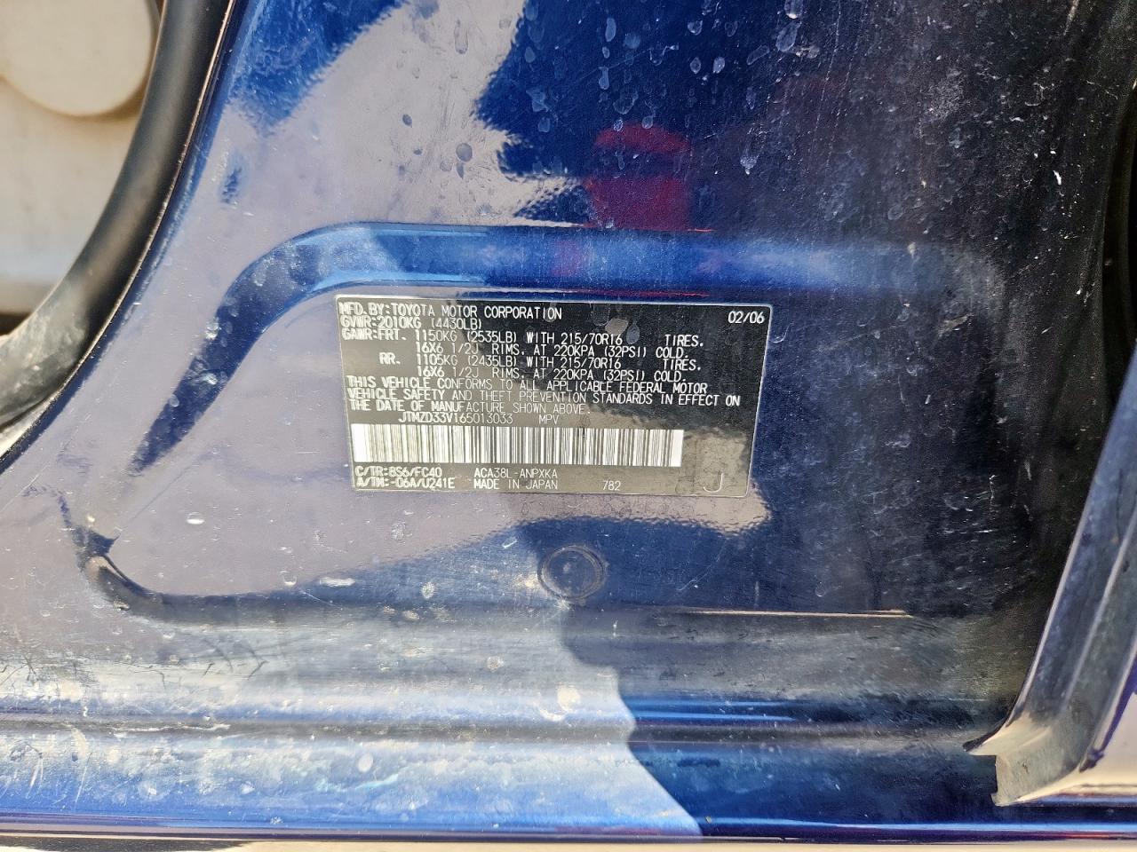 2006 Toyota Rav4 VIN: JTMZD33V165013033 Lot: 82159765