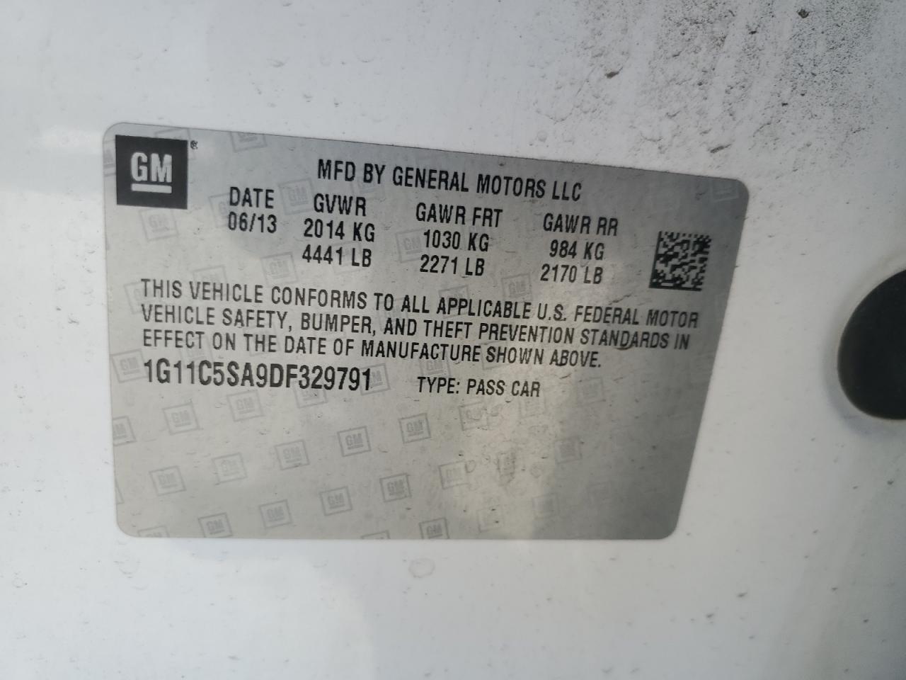 2013 Chevrolet Malibu 1Lt VIN: 1G11C5SA9DF329791 Lot: 71217615