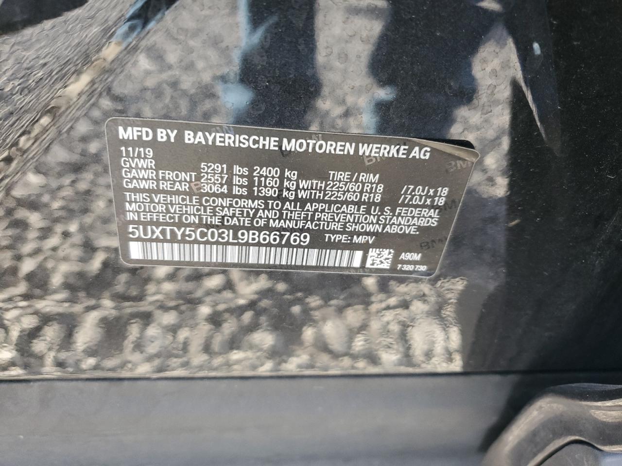 2020 BMW X3 xDrive30I VIN: 5UXTY5C03L9B66769 Lot: 81006645