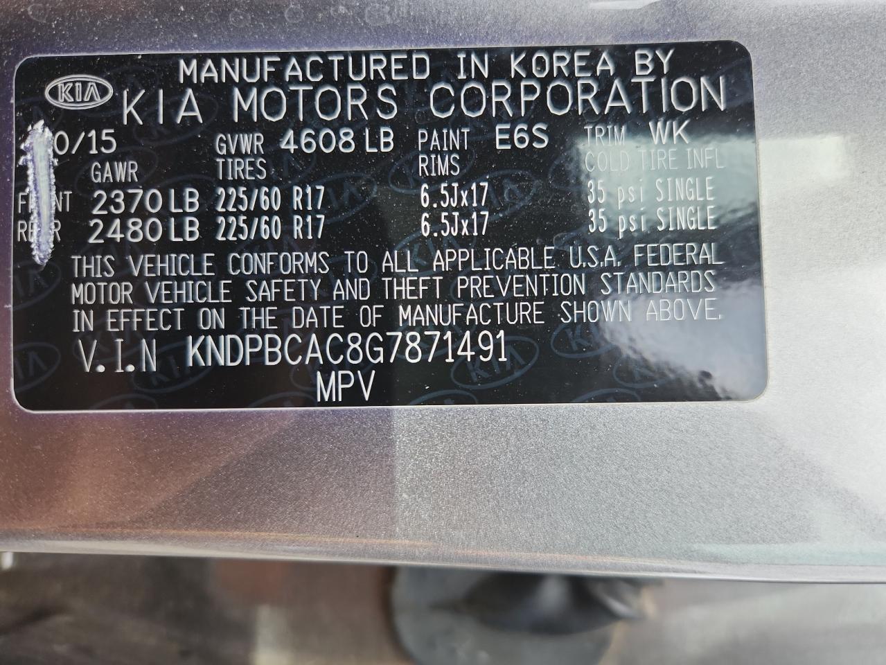 2016 Kia Sportage Lx VIN: KNDPBCAC8G7871491 Lot: 82050415