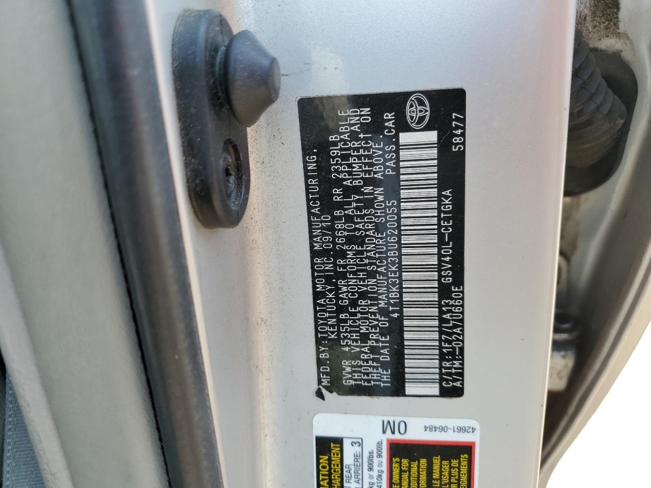 2011 Toyota Camry Se VIN: 4T1BK3EK3BU620055 Lot: 80332265