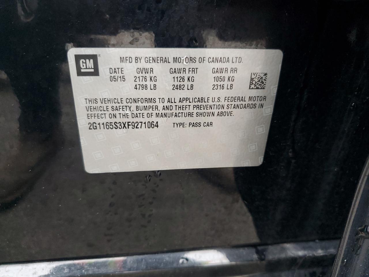 2015 Chevrolet Impala Ltz VIN: 2G1165S3XF9271064 Lot: 81365995