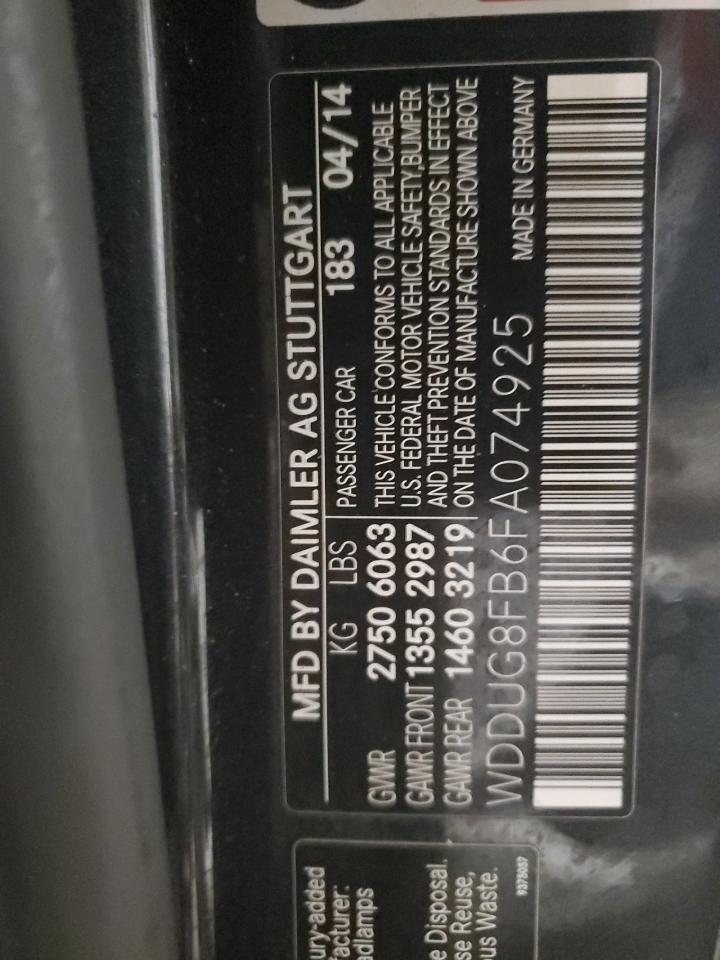 2015 Mercedes-Benz S 550 4Matic VIN: WDDUG8FB6FA074925 Lot: 82097015