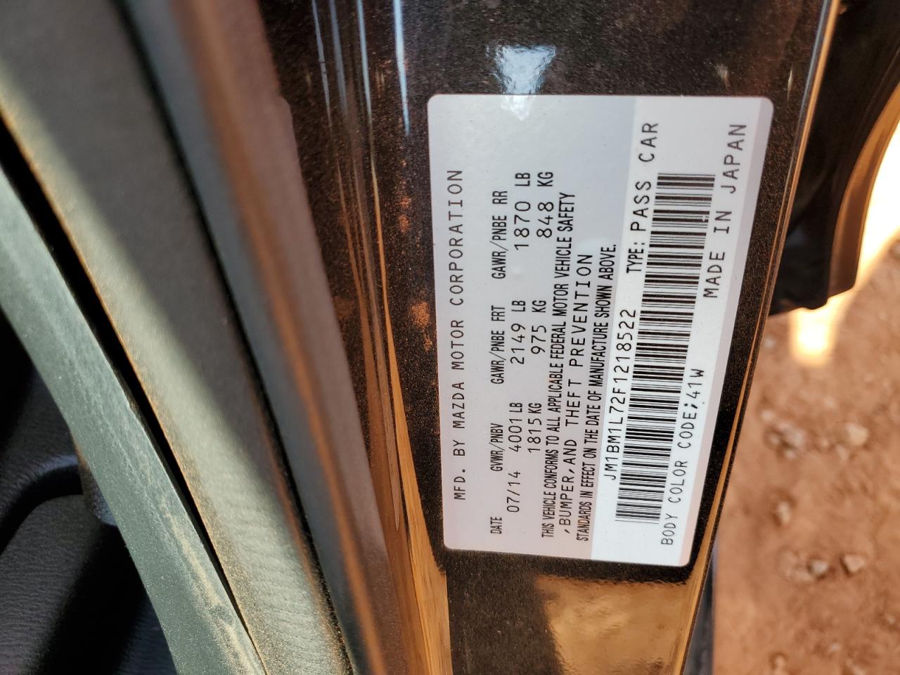 2015 Mazda 3 Touring VIN: JM1BM1L72F1218522 Lot: 81052245