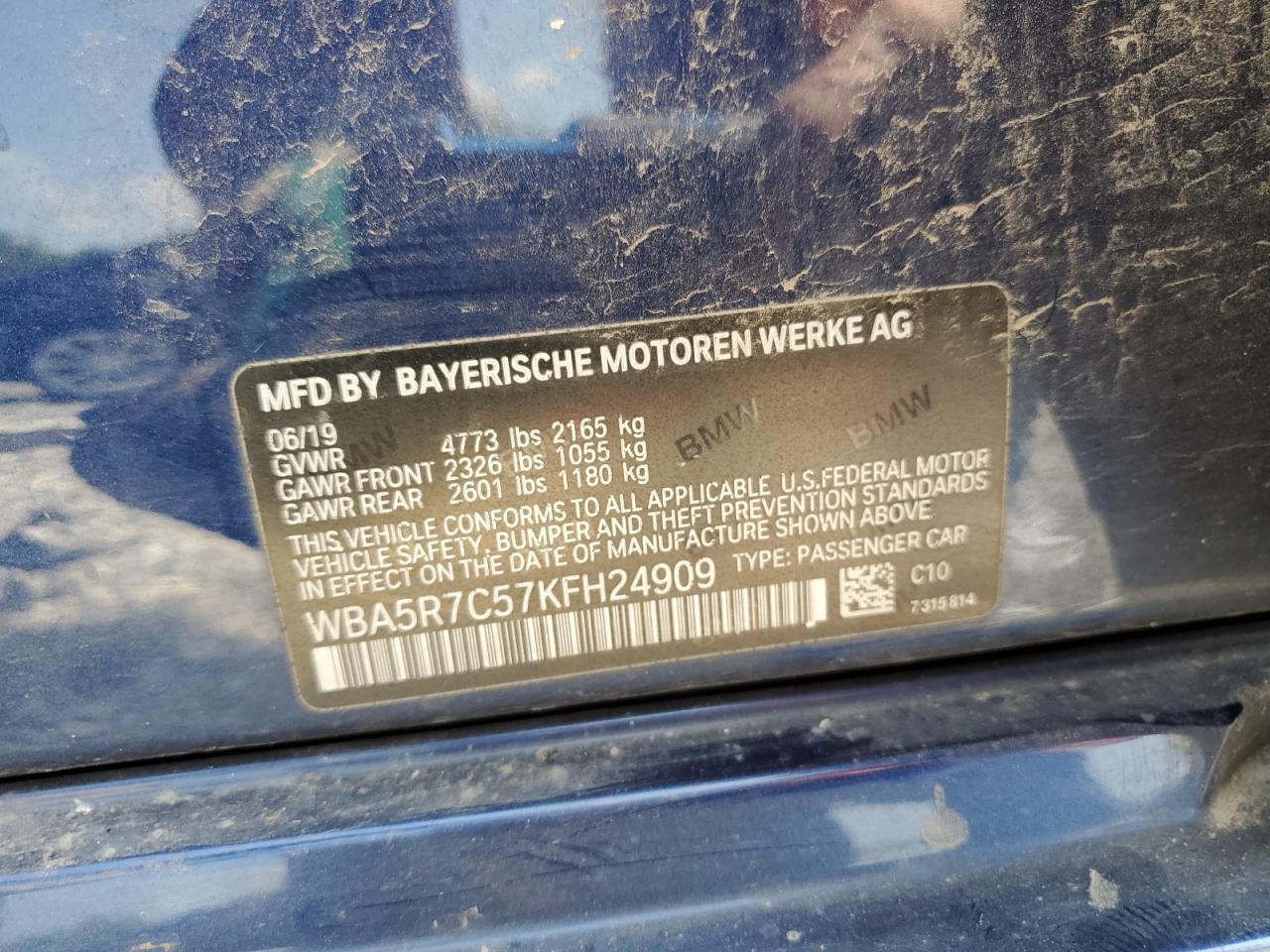 2019 BMW 330Xi VIN: WBA5R7C57KFH24909 Lot: 80762565