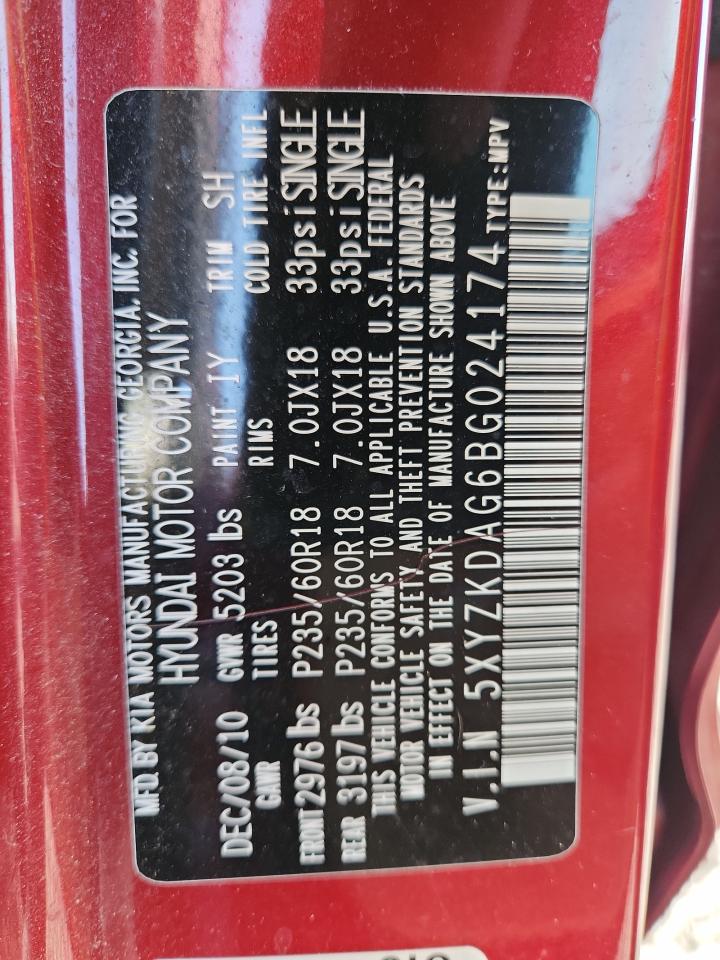 2011 Hyundai Santa Fe Limited VIN: 5XYZKDAG6BG024174 Lot: 83810825