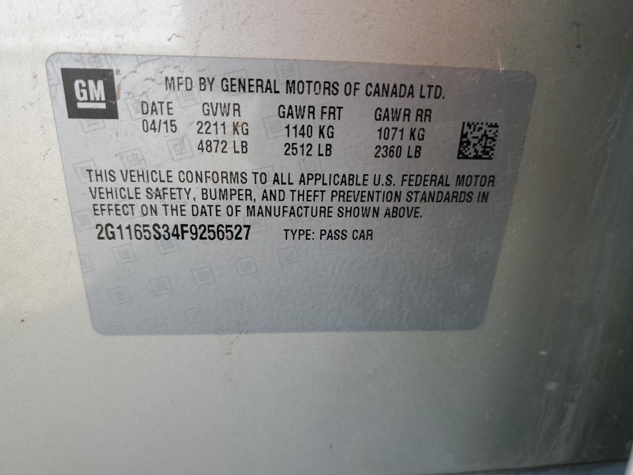 2015 Chevrolet Impala Ltz VIN: 2G1165S34F9256527 Lot: 83833465