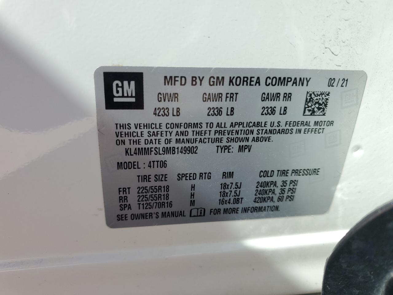 2021 Buick Encore Gx Essence VIN: KL4MMFSL9MB149902 Lot: 80442355