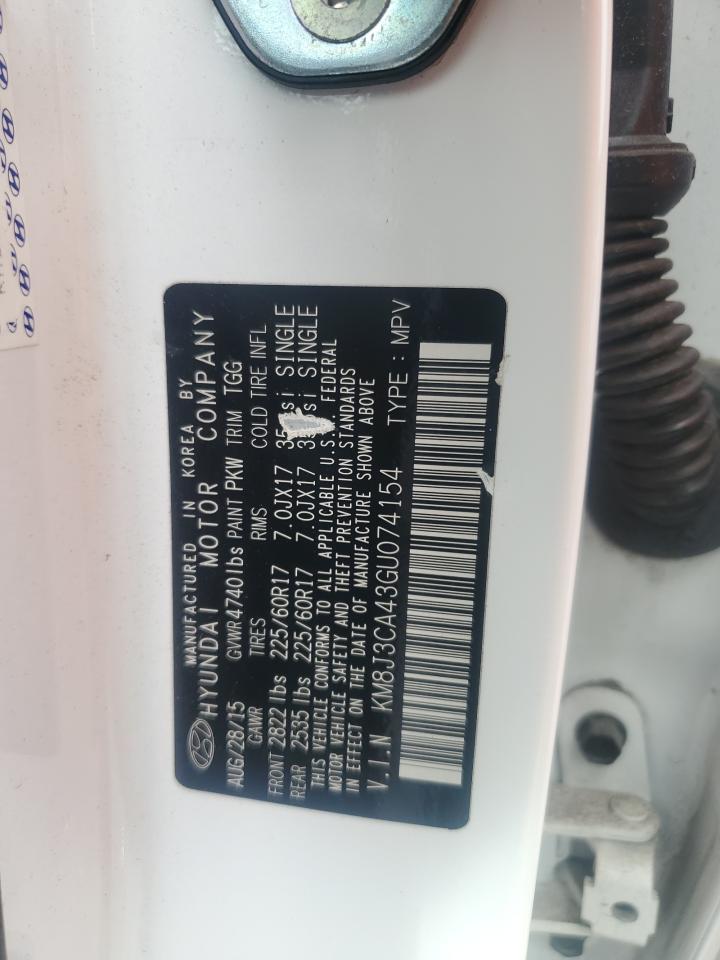 2016 Hyundai Tucson Limited VIN: KM8J3CA43GU074154 Lot: 81202005