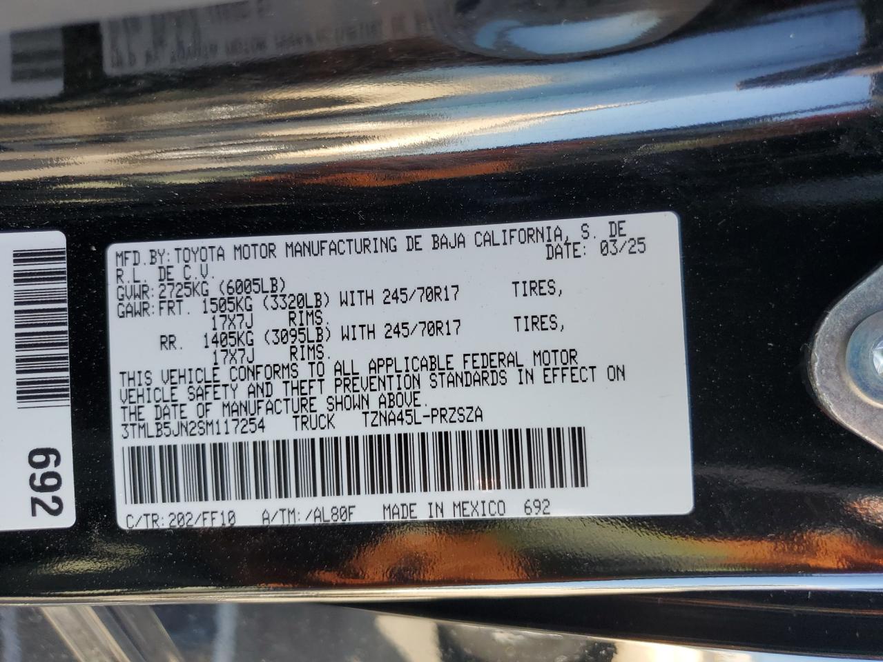 2025 Toyota Tacoma Double Cab VIN: 3TMLB5JN2SM117254 Lot: 81855525