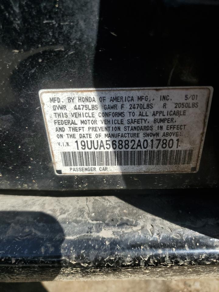 2002 Acura 3.2Tl Type-S VIN: 19UUA56882A017801 Lot: 84599675