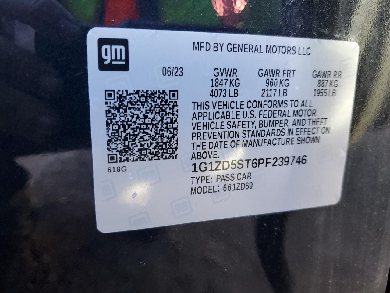 2023 Chevrolet Malibu Lt VIN: 1G1ZD5ST6PF239746 Lot: 84030575