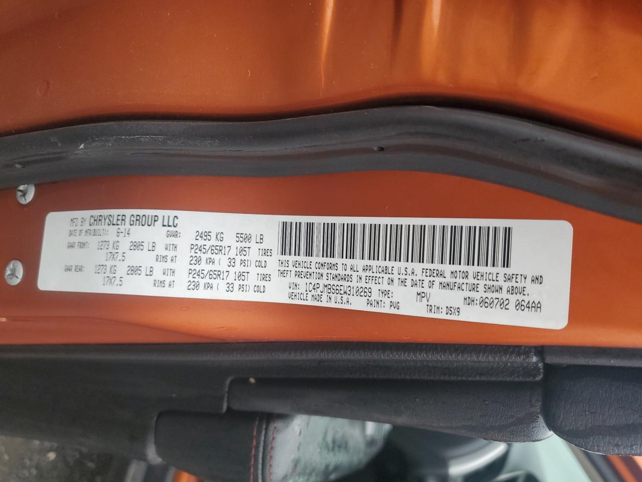 2014 Jeep Cherokee Trailhawk VIN: 1C4PJMBS6EW310269 Lot: 84556115