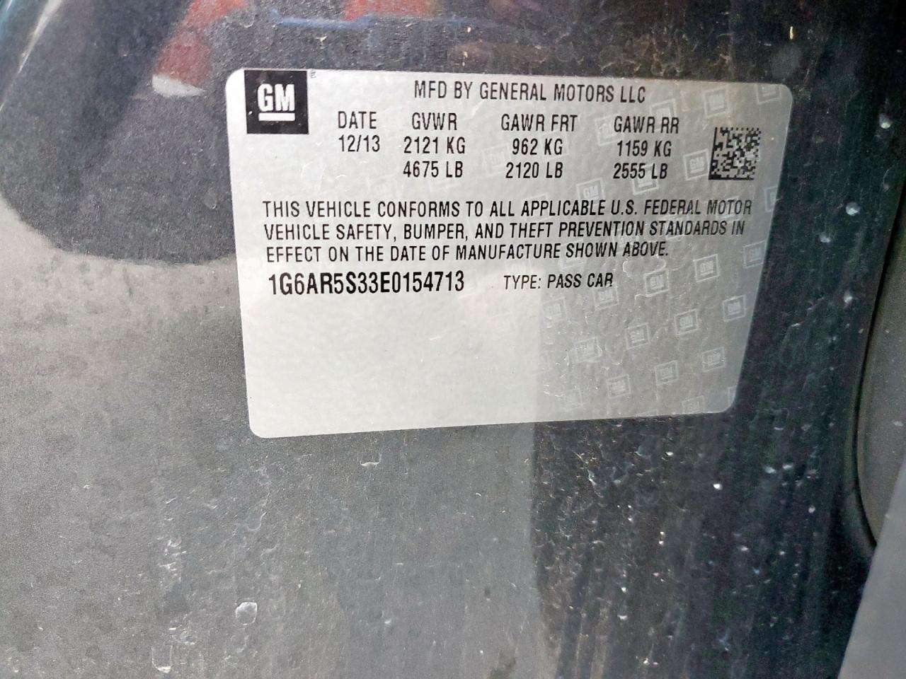 2014 Cadillac Cts Luxury Collection VIN: 1G6AR5S33E0154713 Lot: 81687545