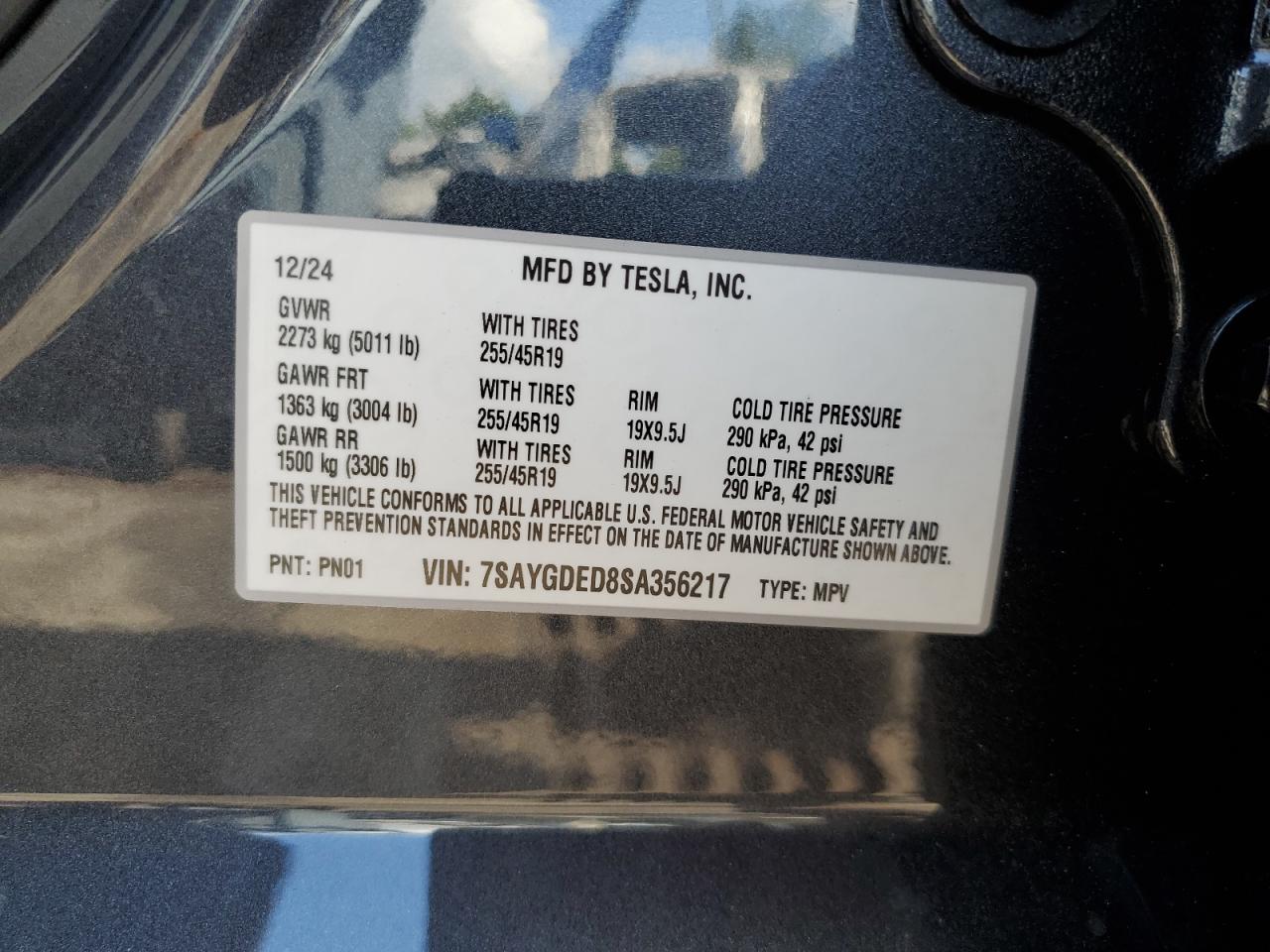 2025 Tesla Model Y VIN: 7SAYGDED8SA356217 Lot: 80887275