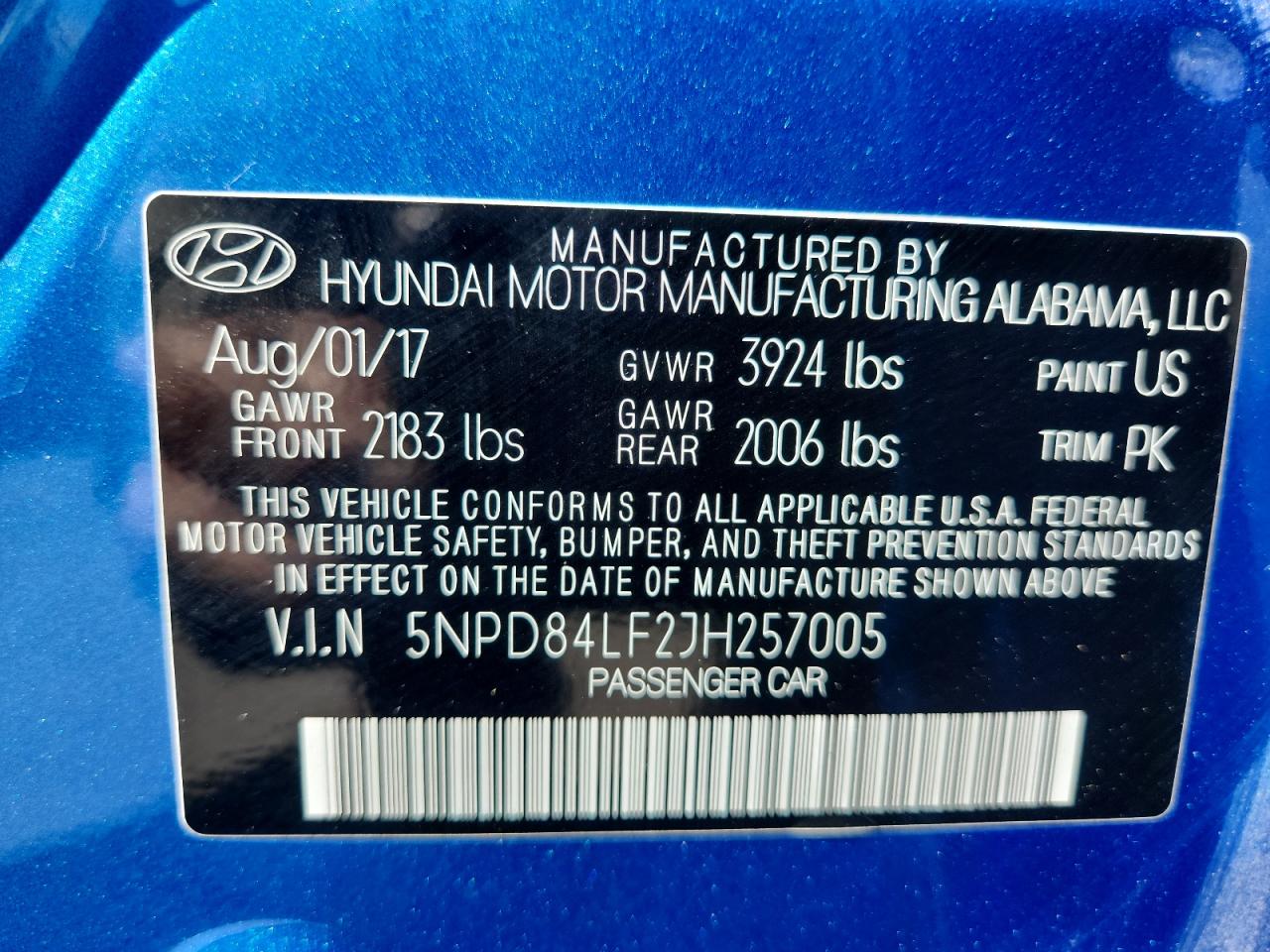 2018 Hyundai Elantra Sel VIN: 5NPD84LF2JH257005 Lot: 80708945