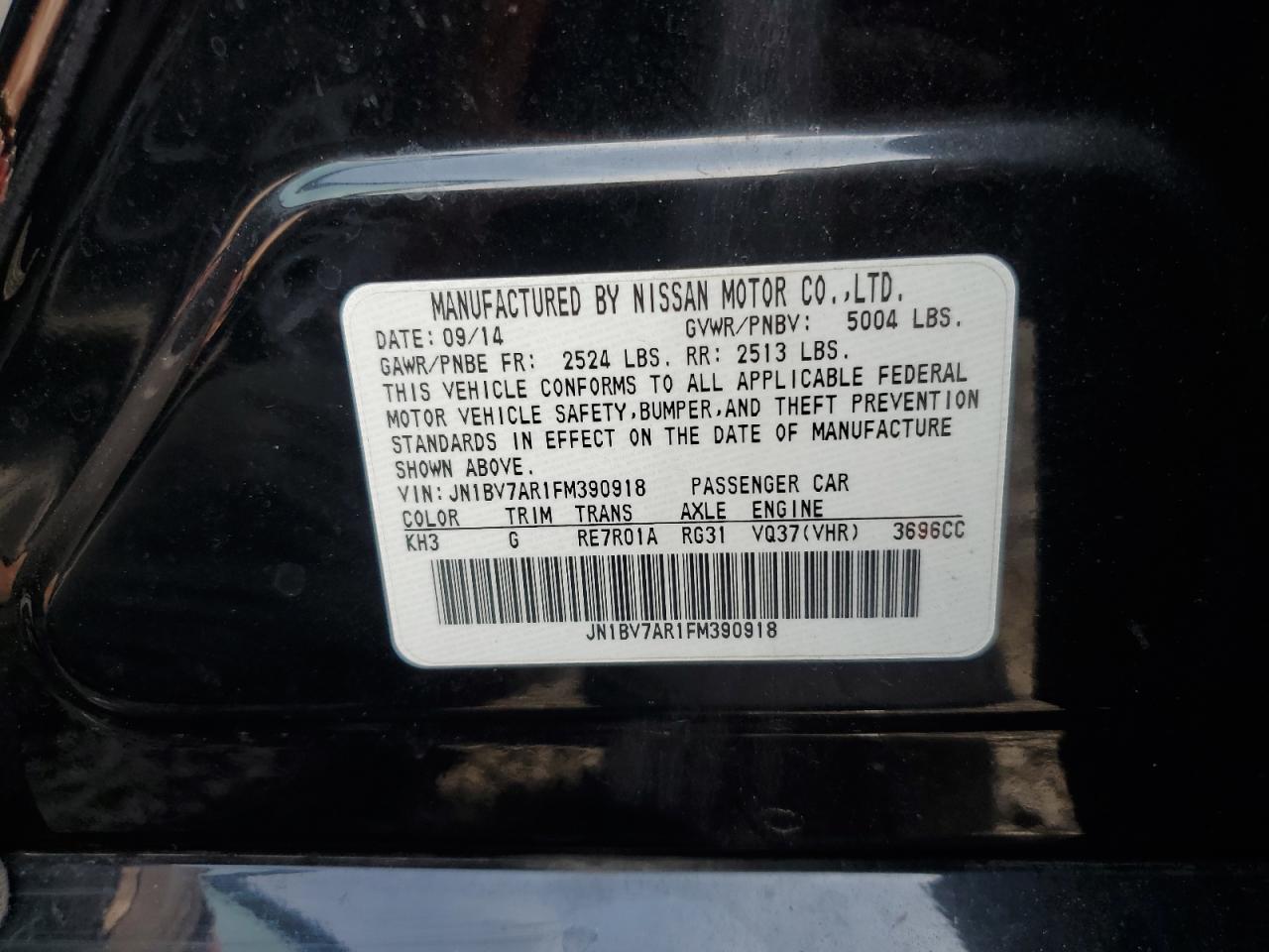2015 Infiniti Q50 Base VIN: JN1BV7AR1FM390918 Lot: 81348275