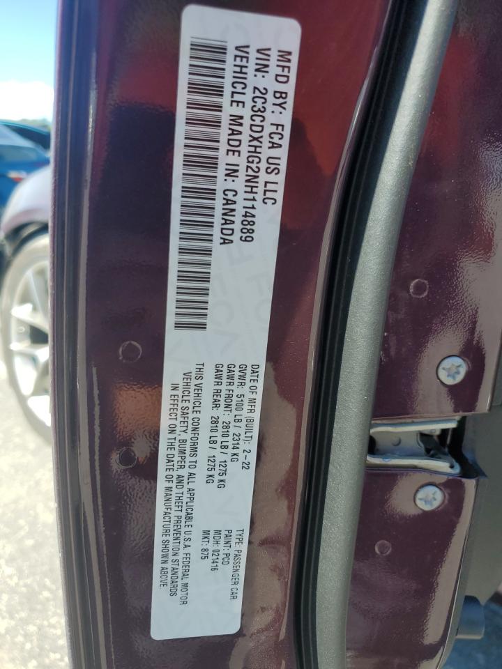 2022 Dodge Charger Gt VIN: 2C3CDXHG2NH114889 Lot: 71304915