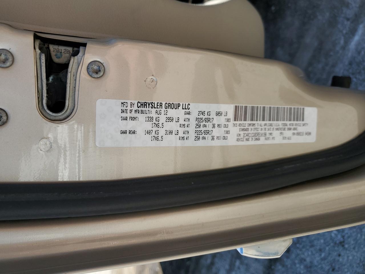 2013 Chrysler Town & Country Touring L VIN: 2C4RC1CG8DR510198 Lot: 72029265