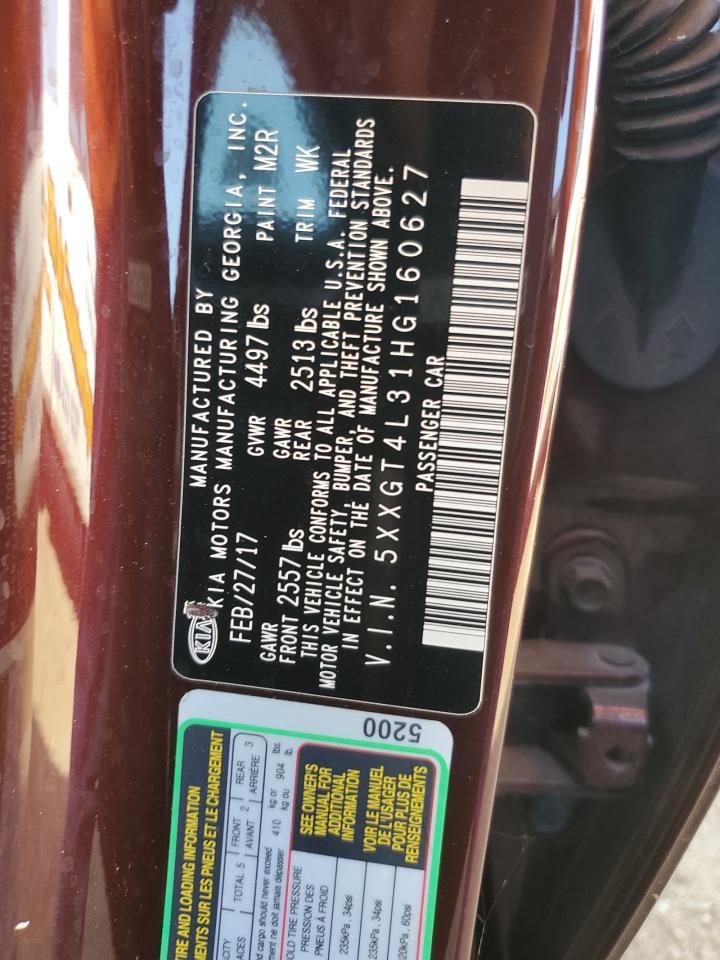 2017 Kia Optima Lx VIN: 5XXGT4L31HG160627 Lot: 81252575