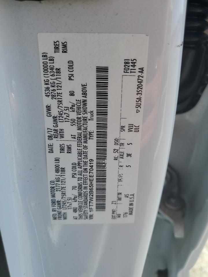 2017 Ford F250 Super Duty VIN: 1FT7W2B65HEE70419 Lot: 81698425