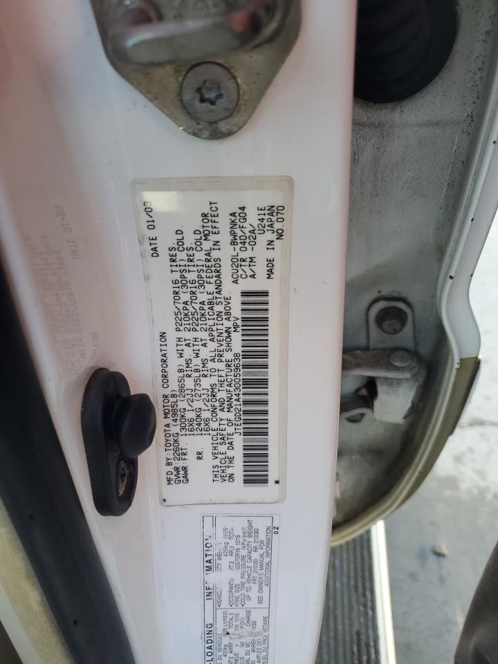 2003 Toyota Highlander VIN: JTEGD21A430059638 Lot: 71404395
