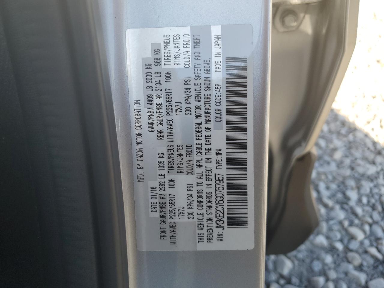 2016 Mazda Cx-5 Touring VIN: JM3KE2CY6G0767957 Lot: 84440465