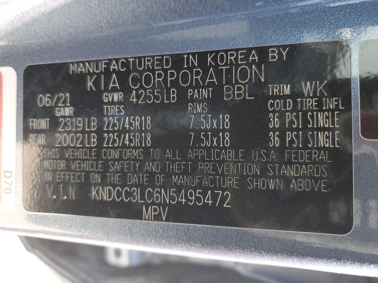 2022 Kia Niro Touring Special Edition VIN: KNDCC3LC6N5495472 Lot: 71589975