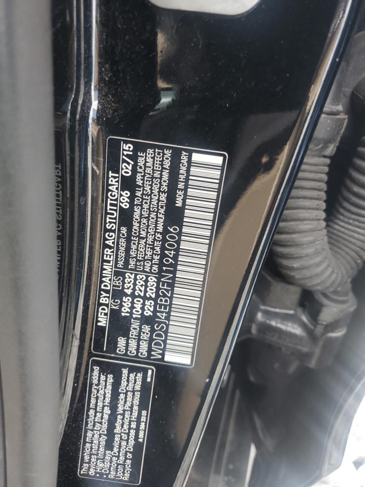 2015 Mercedes-Benz Cla 250 VIN: WDDSJ4EB2FN194006 Lot: 72007485