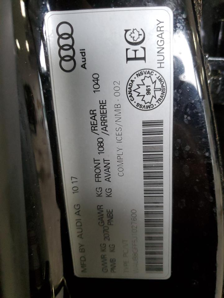 2018 Audi A3 Premium VIN: WAUB8GFF5J1027600 Lot: 81527495