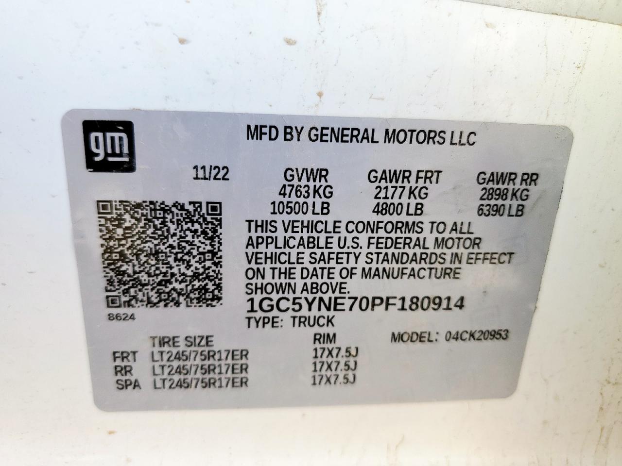 2023 Chevrolet Silverado K2500 Heavy Duty Lt VIN: 1GC5YNE70PF180914 Lot: 80325845