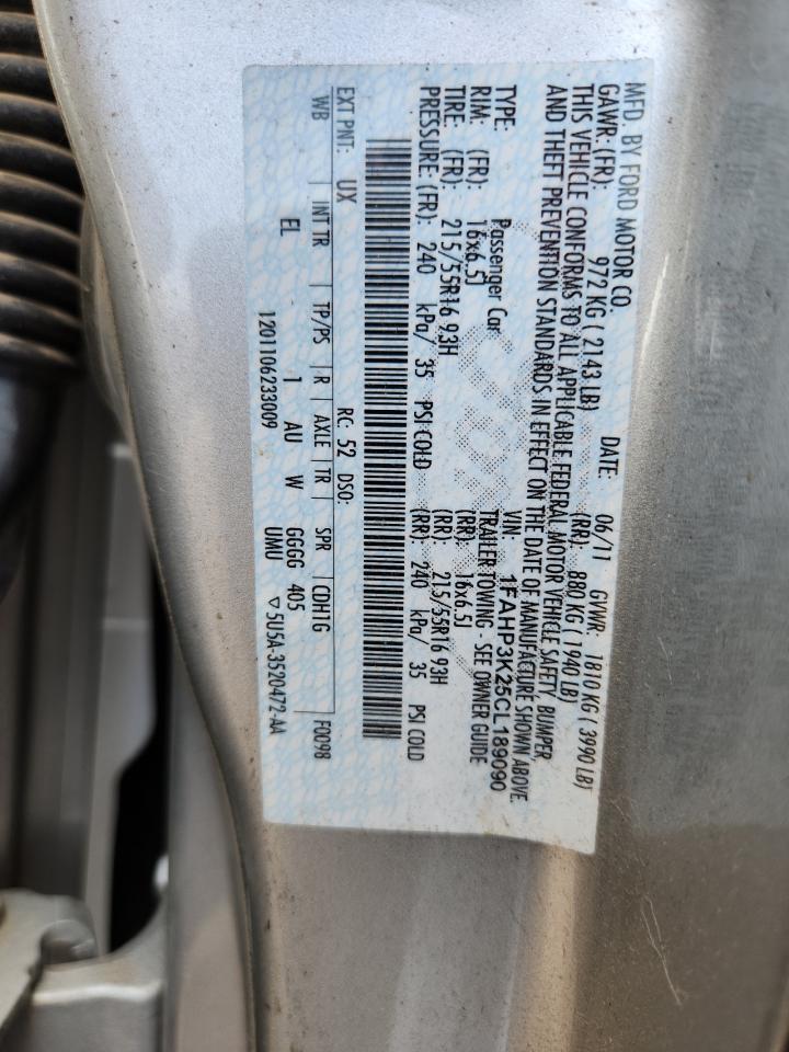 2012 Ford Focus Se VIN: 1FAHP3K25CL189090 Lot: 70372895