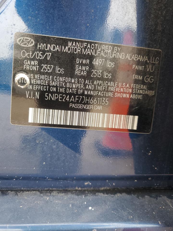 2018 Hyundai Sonata Se VIN: 5NPE24AF7JH661135 Lot: 81883125