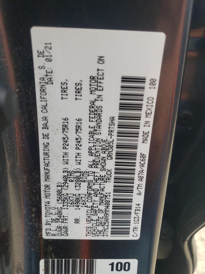 2021 Toyota Tacoma Double Cab VIN: 3TMCZ5AN9MM400751 Lot: 81582235