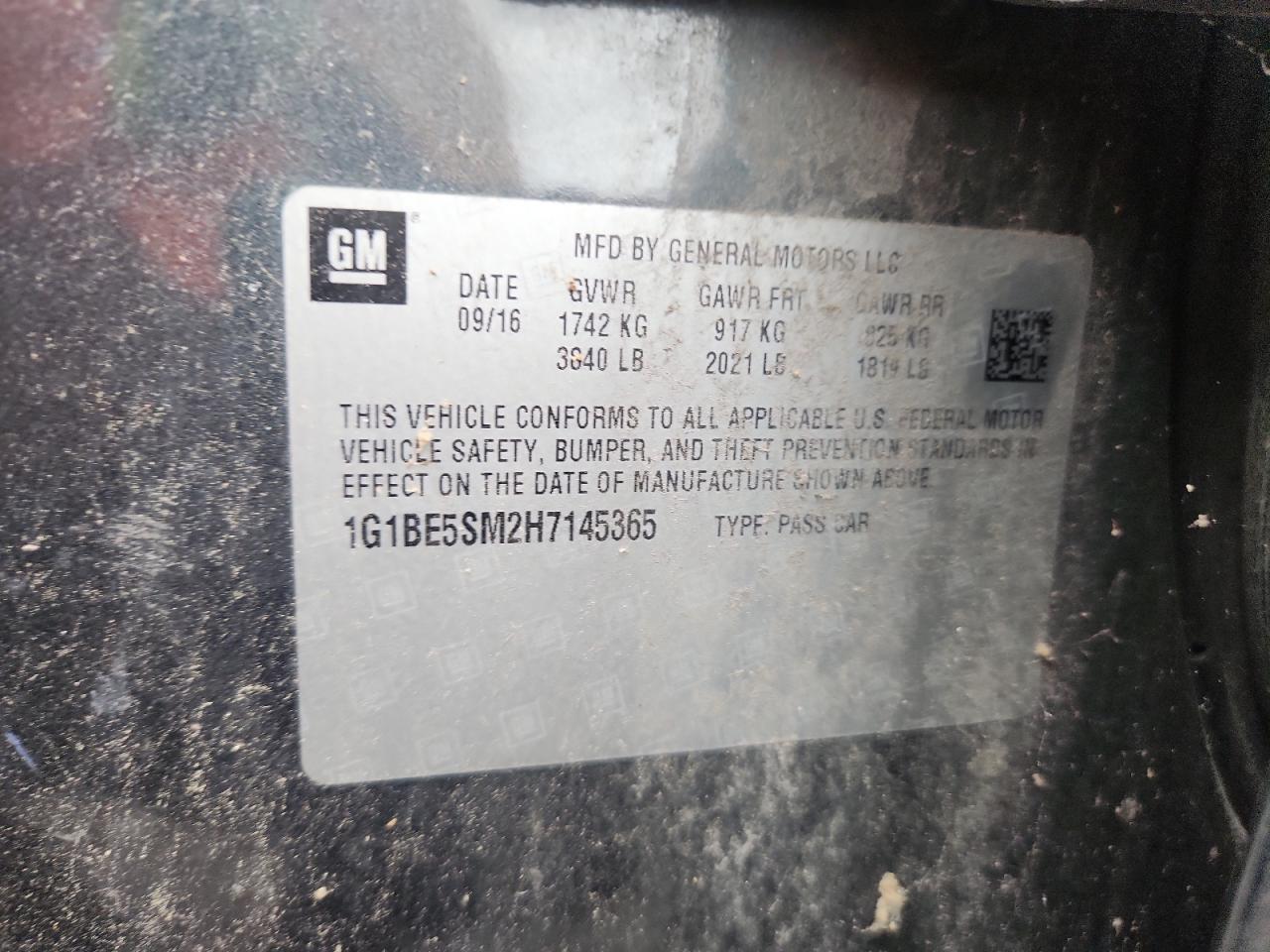 2017 Chevrolet Cruze Lt VIN: 1G1BE5SM2H7145365 Lot: 84780675
