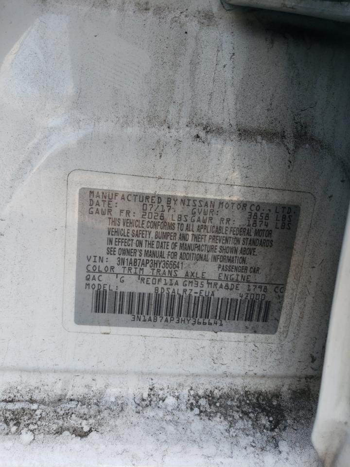 2017 Nissan Sentra S VIN: 3N1AB7AP3HY366641 Lot: 81796325